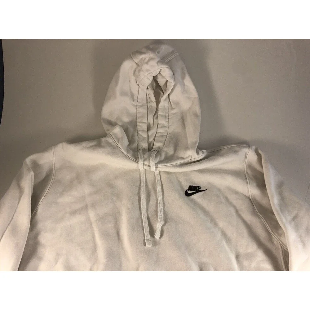 Vintage Nike Hoodie Spellout Swoosh White with Black Swoosh Black Tag Large